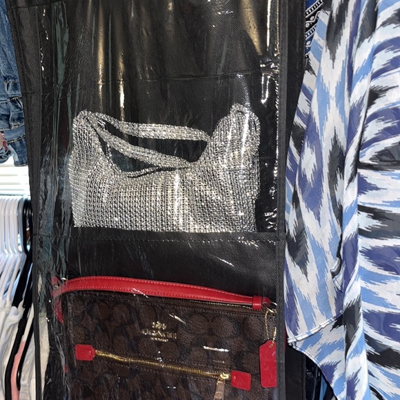 HANGING PURSE STORAGE ORGANIZER BLACK or PURPLE HOLDS 6 - Picture 6 of 6